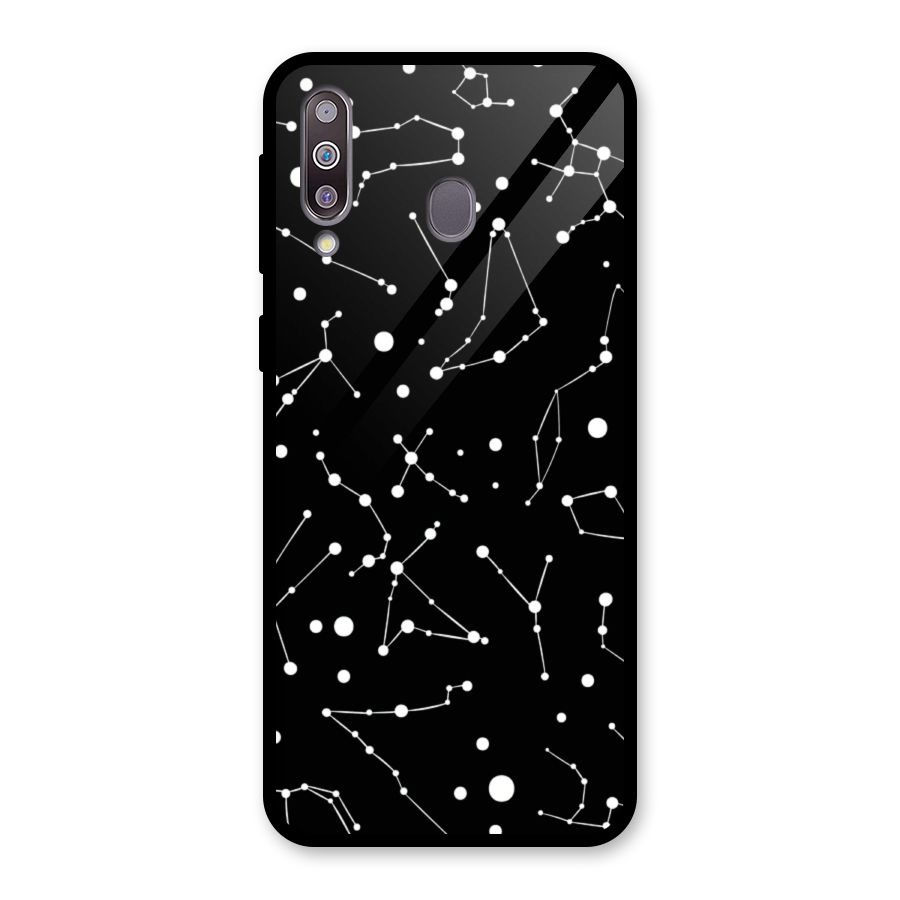 Black Constellation Pattern Glass Back Case for Galaxy M30