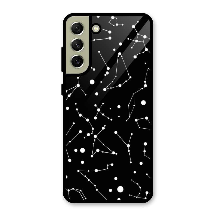 Black Constellation Pattern Glass Back Case for Galaxy S21 FE 5G