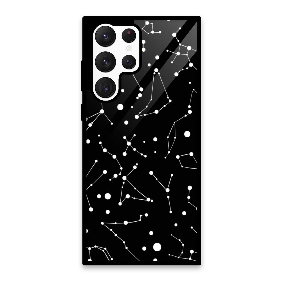 Black Constellation Pattern Glass Back Case for Galaxy S22 Ultra 5G