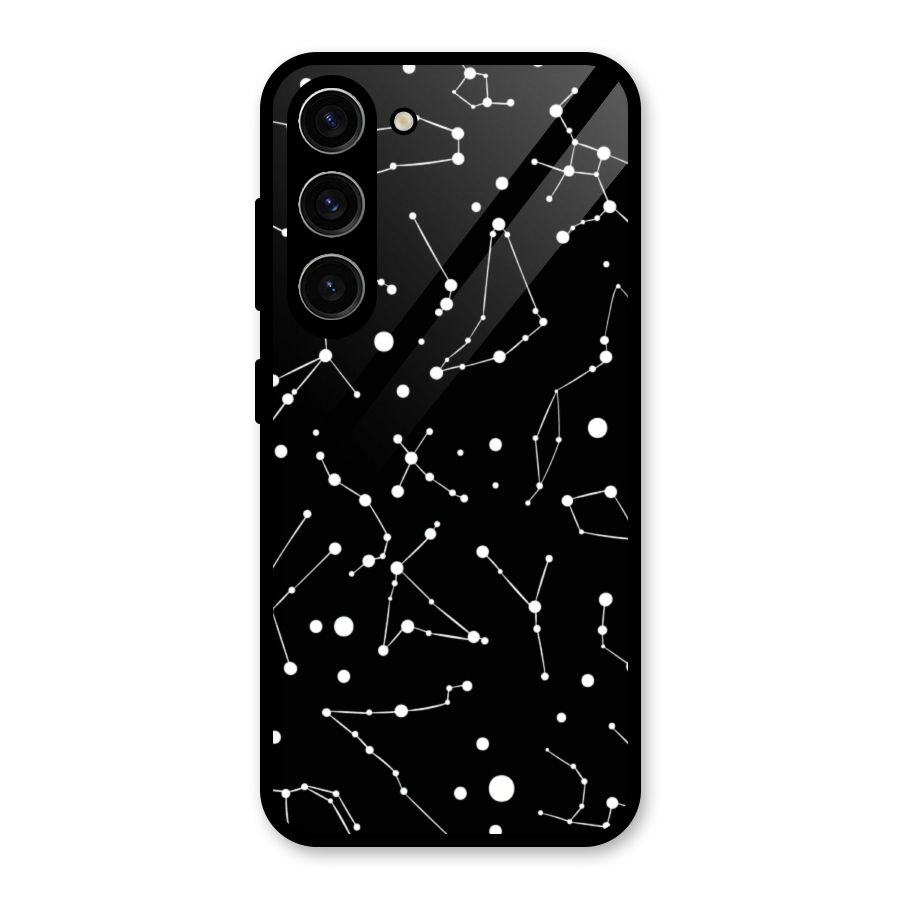 Black Constellation Pattern Glass Back Case for Galaxy S23