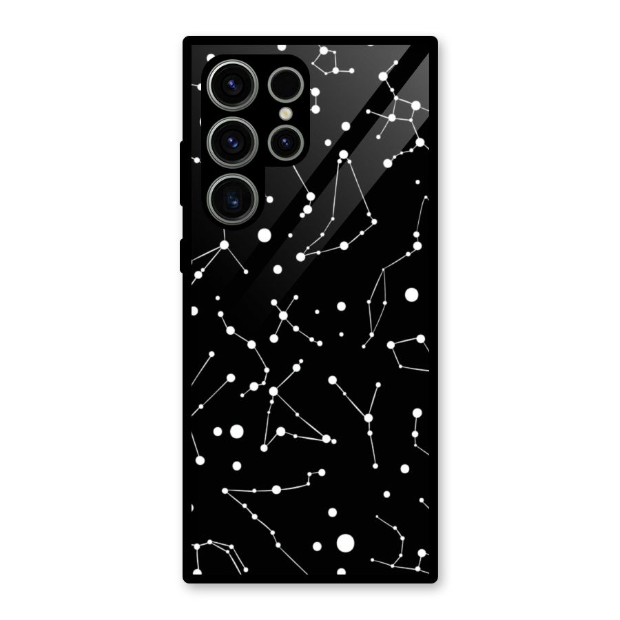 Black Constellation Pattern Glass Back Case for Galaxy S23 Ultra
