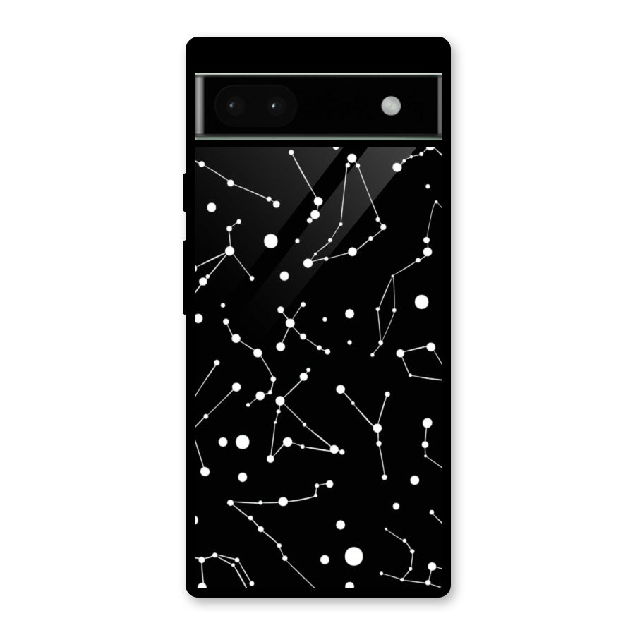 Black Constellation Pattern Glass Back Case for Google Pixel 6a