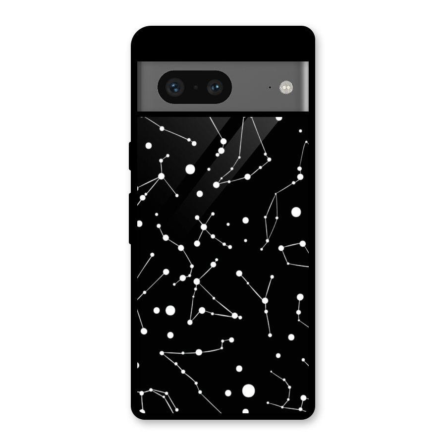 Black Constellation Pattern Glass Back Case for Google Pixel 7
