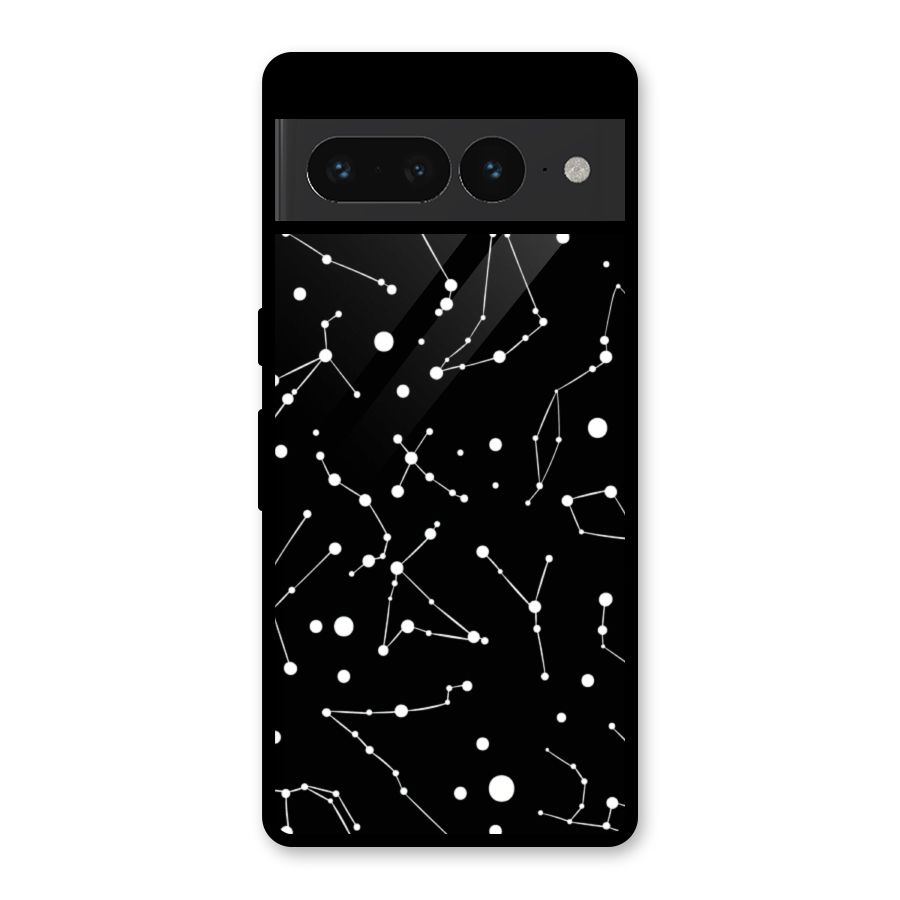 Black Constellation Pattern Glass Back Case for Google Pixel 7 Pro