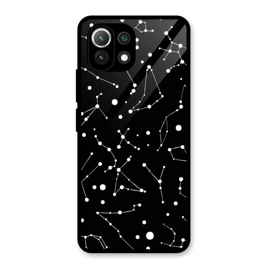 Black Constellation Pattern Glass Back Case for Mi 11 Lite