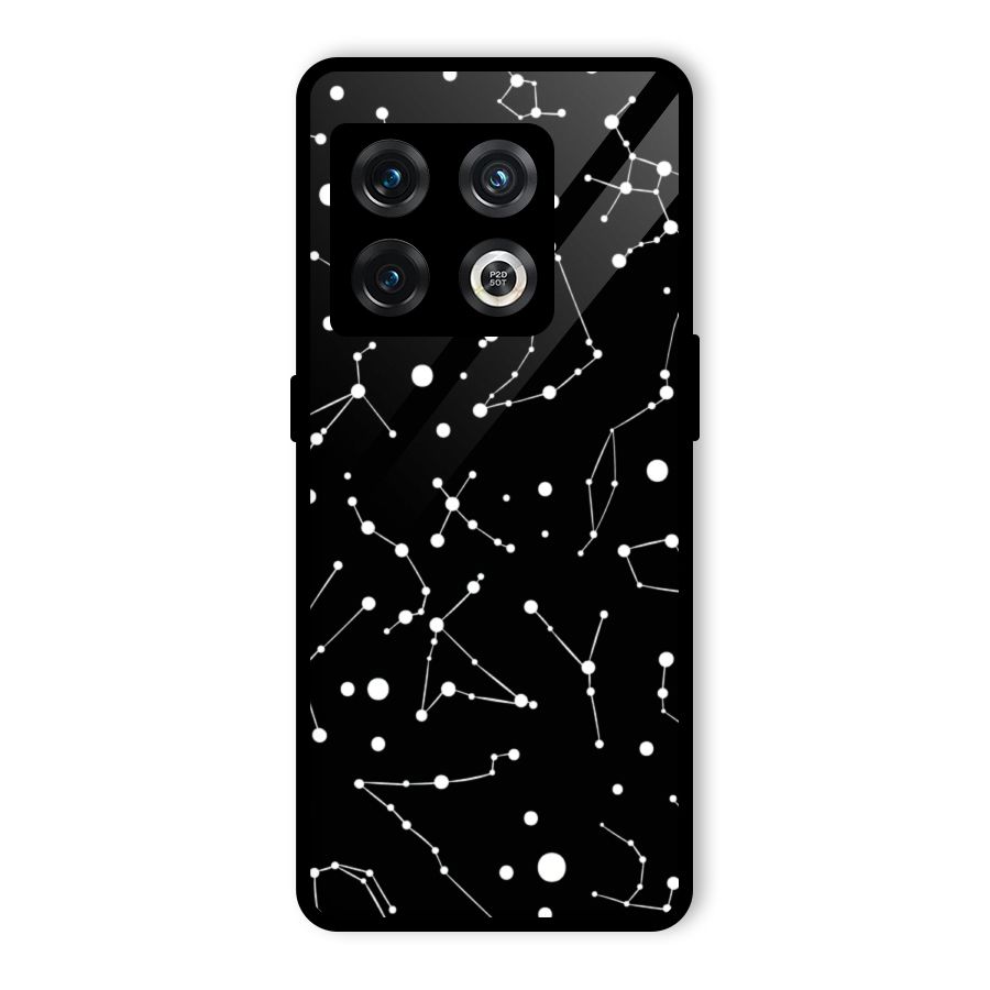Black Constellation Pattern Glass Back Case for OnePlus 10 Pro 5G