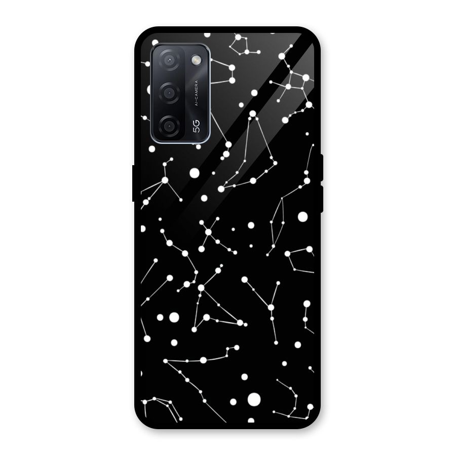 Black Constellation Pattern Glass Back Case for Oppo A53s 5G