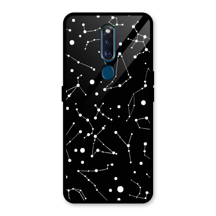 Black Constellation Pattern Glass Back Case for Oppo F11 Pro