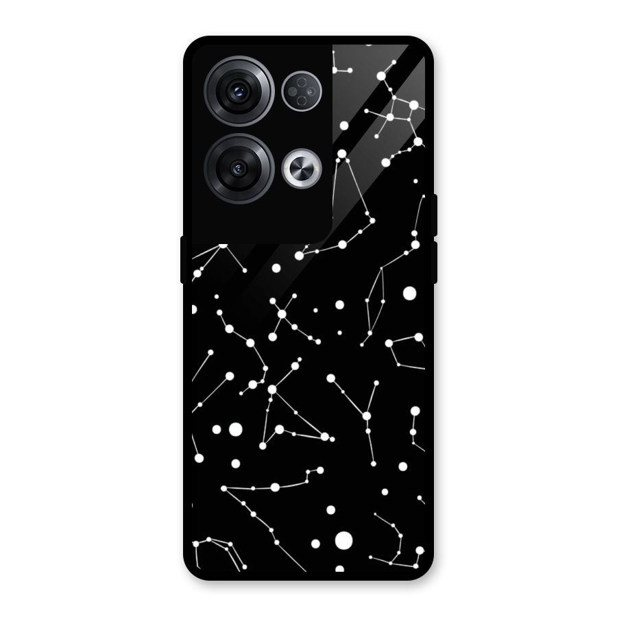 Black Constellation Pattern Glass Back Case for Oppo Reno8 Pro 5G