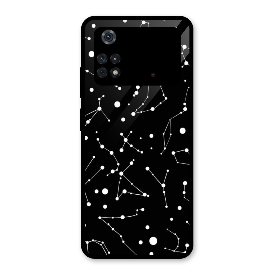 Black Constellation Pattern Glass Back Case for Poco M4 Pro 4G