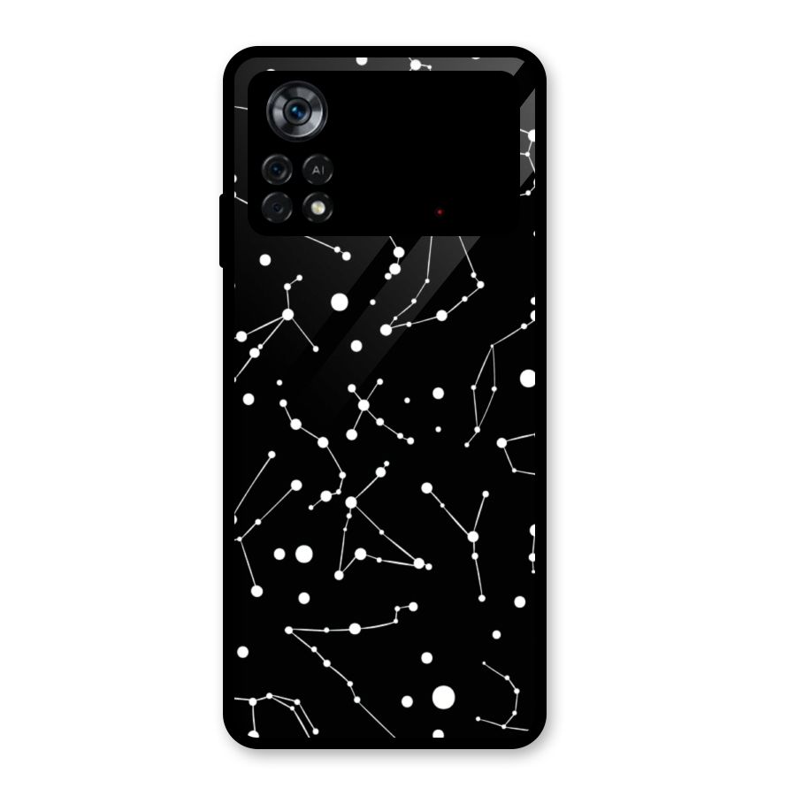 Black Constellation Pattern Glass Back Case for Poco X4 Pro 5G