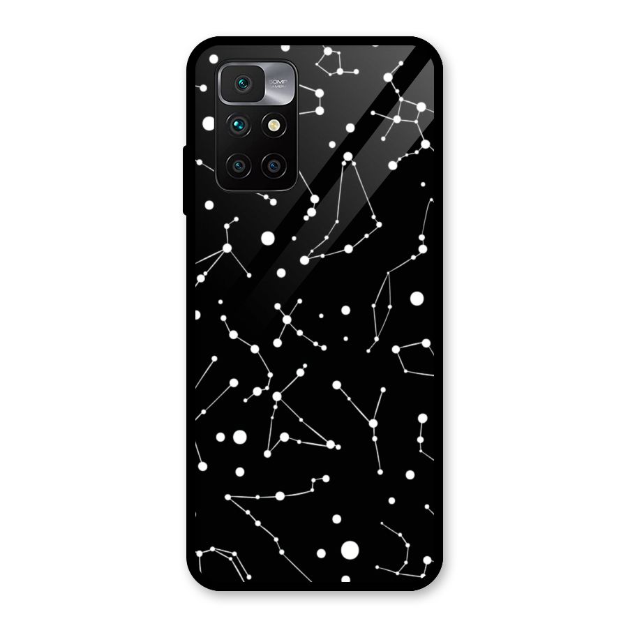 Black Constellation Pattern Glass Back Case for Redmi 10 Prime