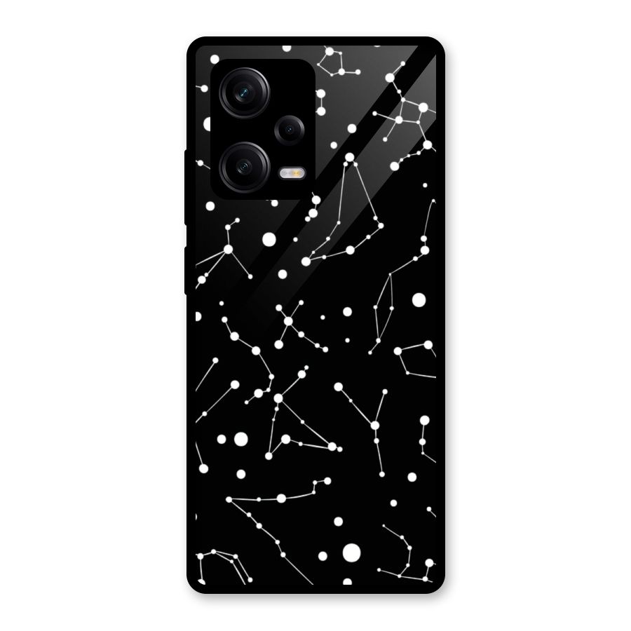 Black Constellation Pattern Glass Back Case for Redmi Note 12 Pro