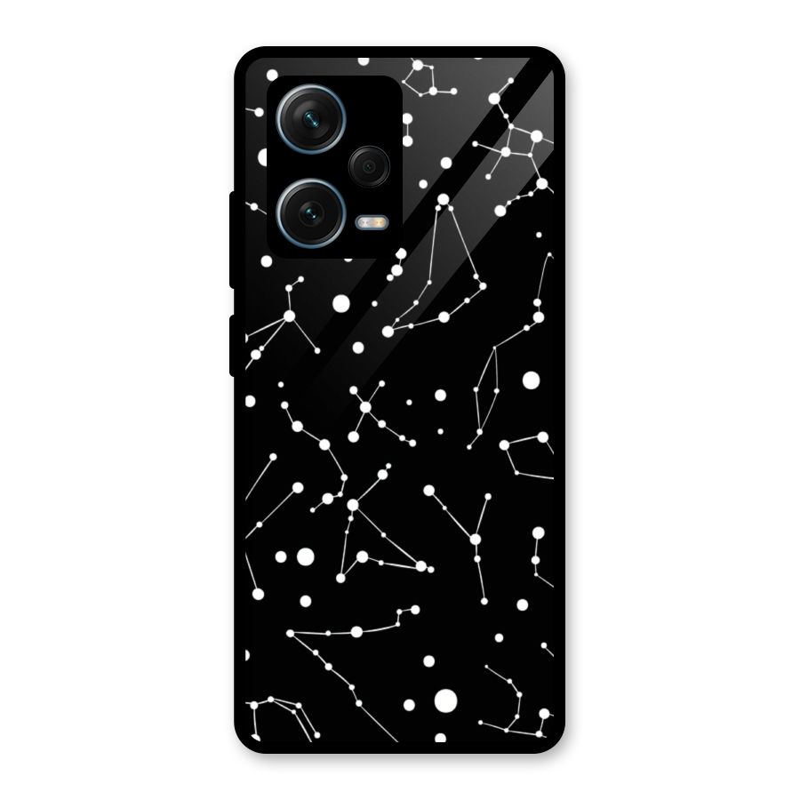 Black Constellation Pattern Glass Back Case for Redmi Note 12 Pro Plus 5G