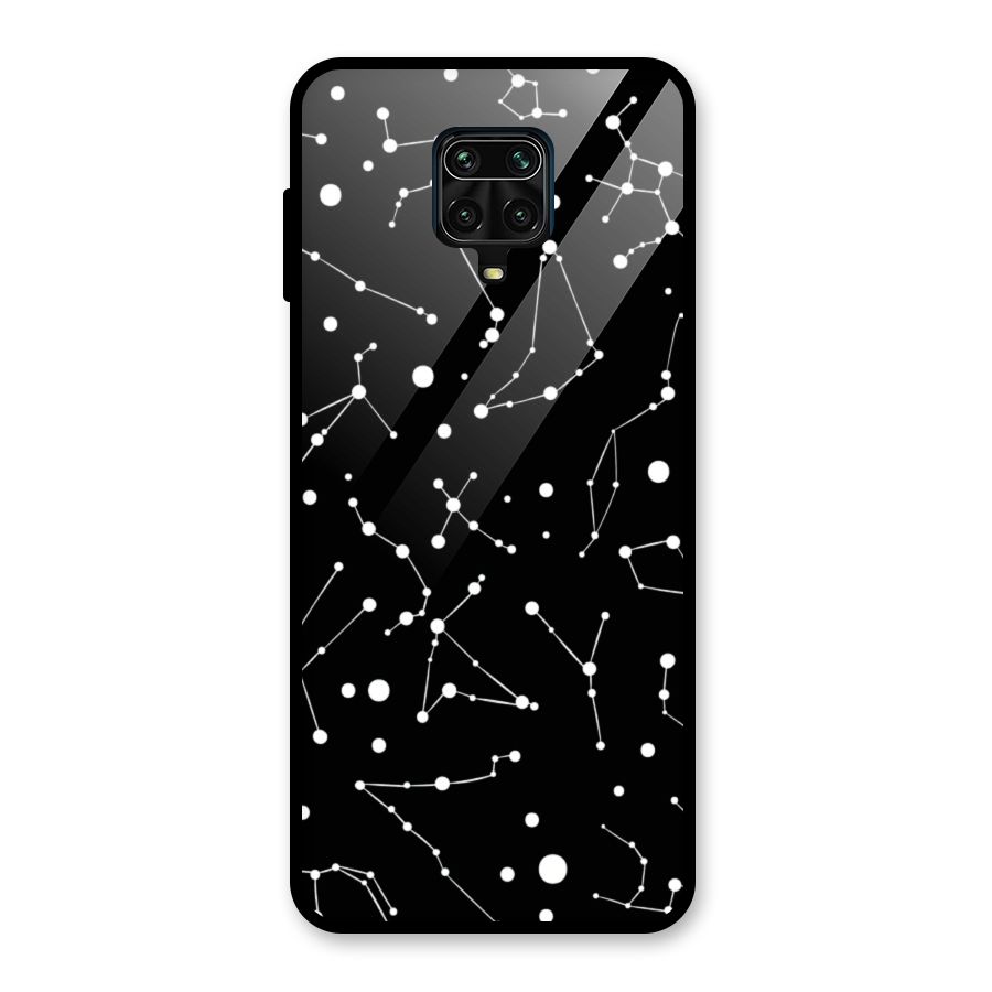 Black Constellation Pattern Glass Back Case for Redmi Note 9 Pro Max