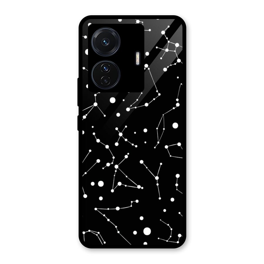 Black Constellation Pattern Glass Back Case for Vivo T1 Pro