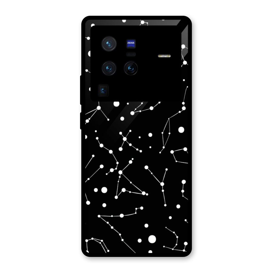 Black Constellation Pattern Glass Back Case for Vivo X80 Pro