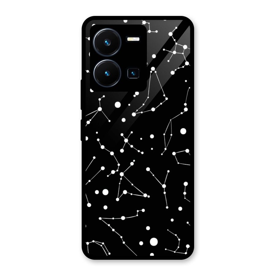 Black Constellation Pattern Glass Back Case for Vivo Y35