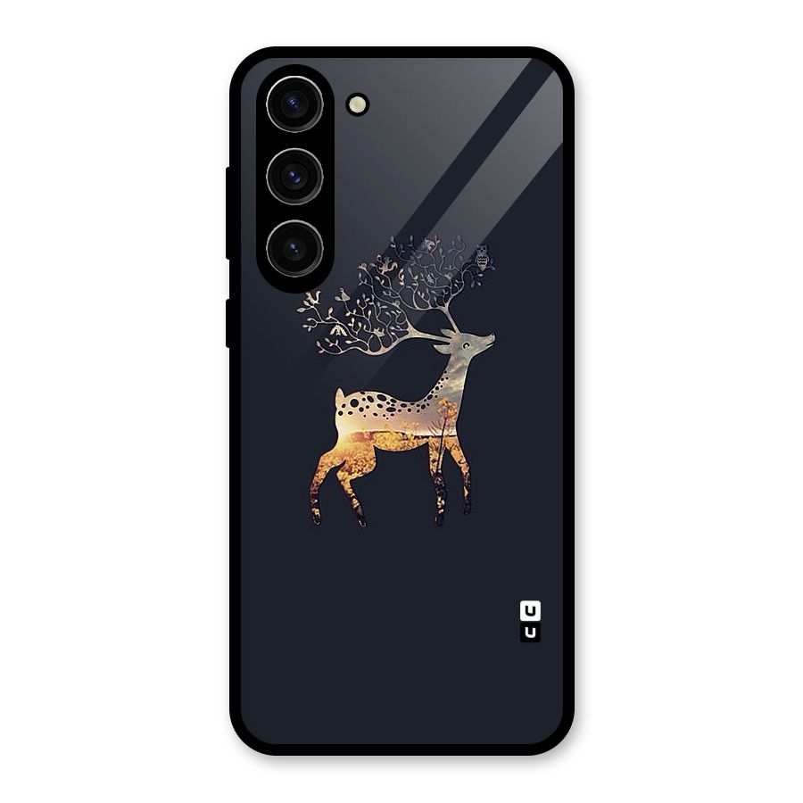 Black Deer Glass Back Case for Galaxy S23 Plus