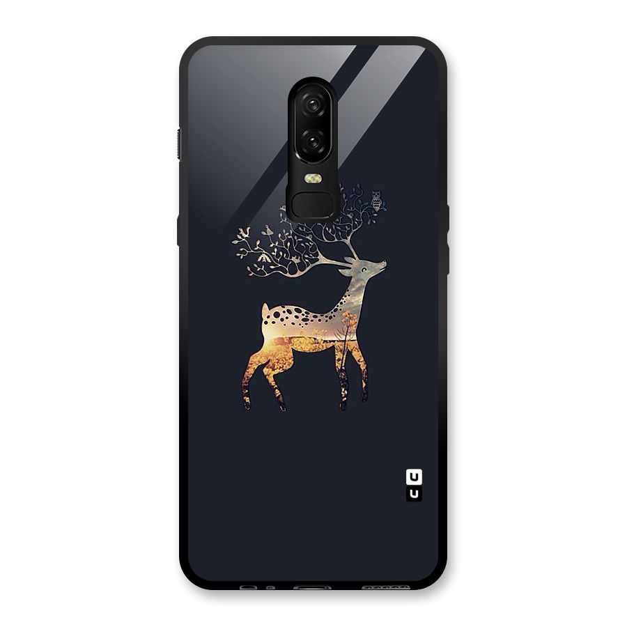 Black Deer Glass Back Case for OnePlus 6