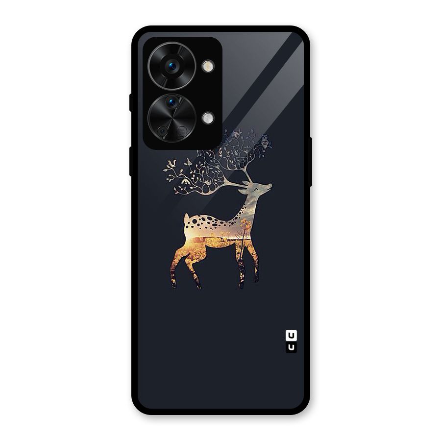 Black Deer Glass Back Case for OnePlus Nord 2T