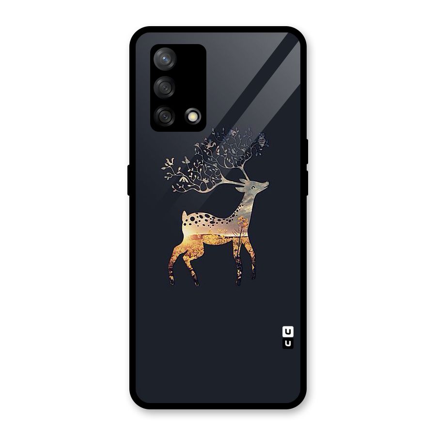 Black Deer Glass Back Case for Oppo F19