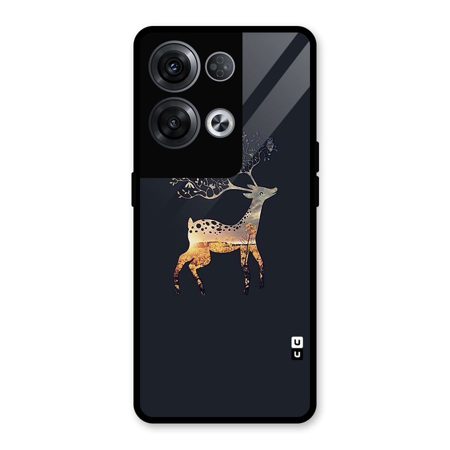 Black Deer Glass Back Case for Oppo Reno8 Pro 5G