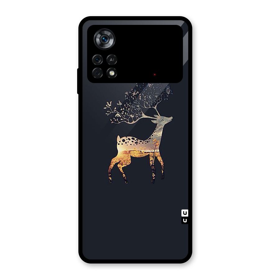 Black Deer Glass Back Case for Poco X4 Pro 5G