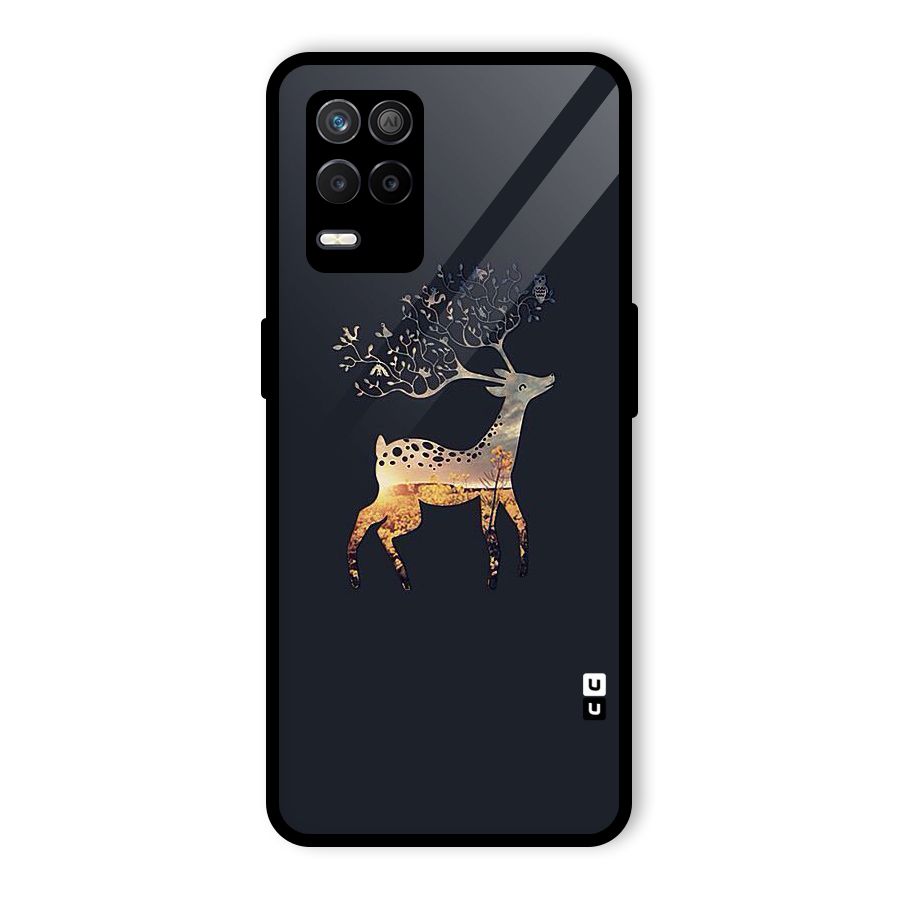 Black Deer Glass Back Case for Realme 8 5G