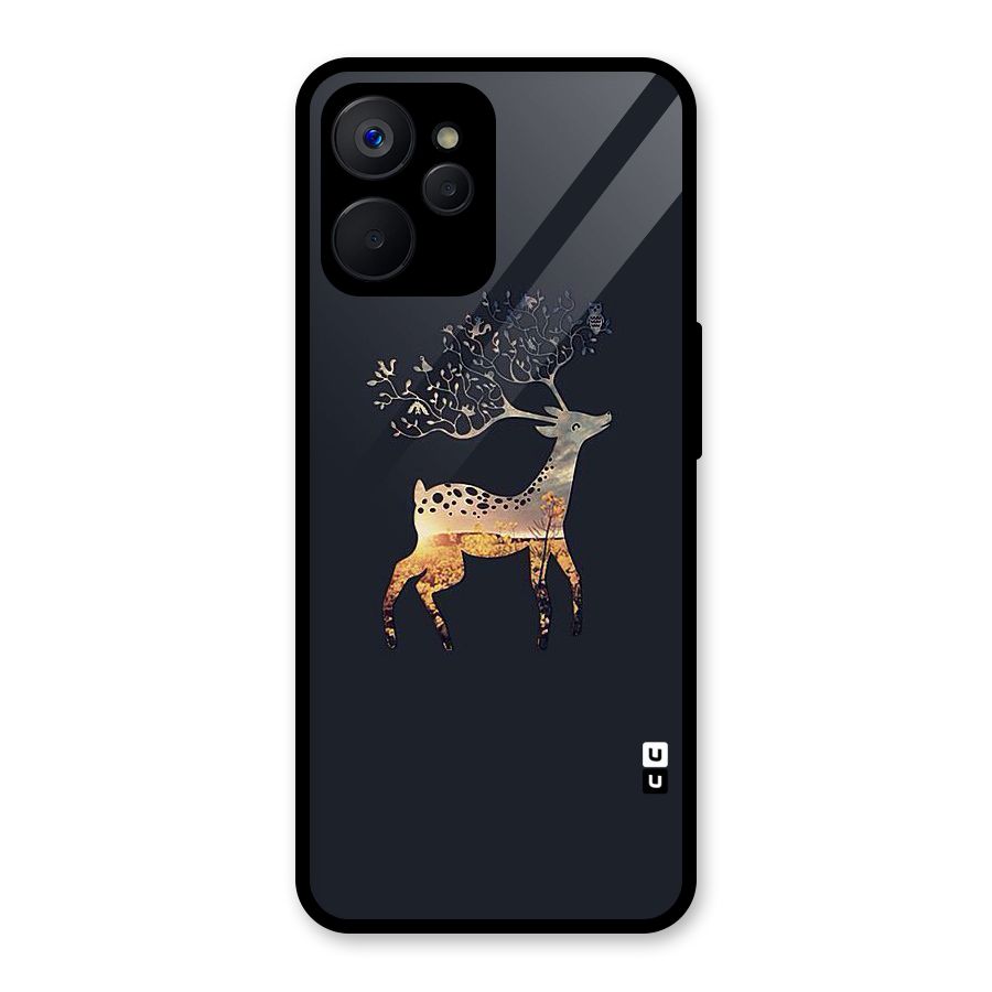 Black Deer Glass Back Case for Realme 9i 5G