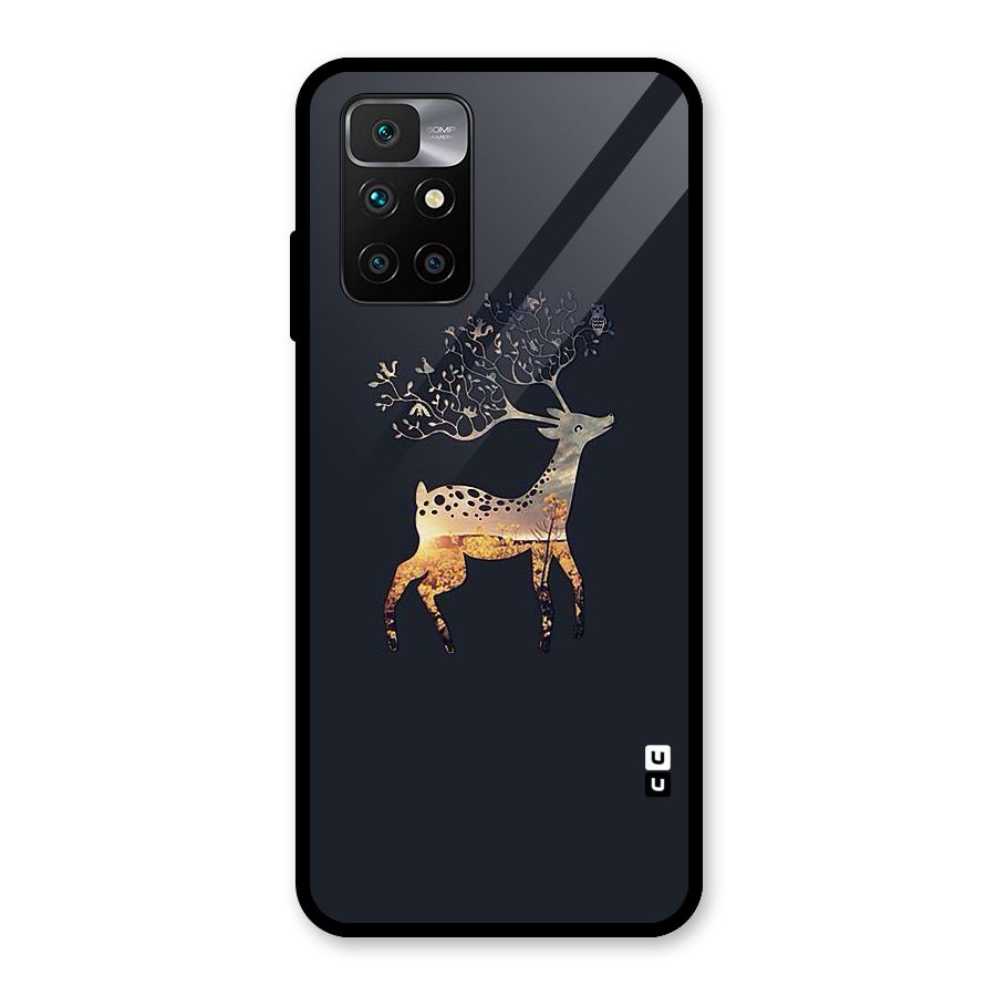 Black Deer Glass Back Case for Redmi 10 Prime