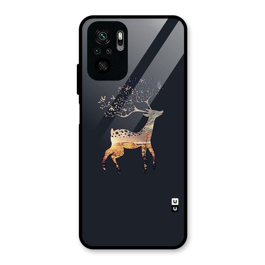 Black Deer Glass Back Case for Redmi Note 10S