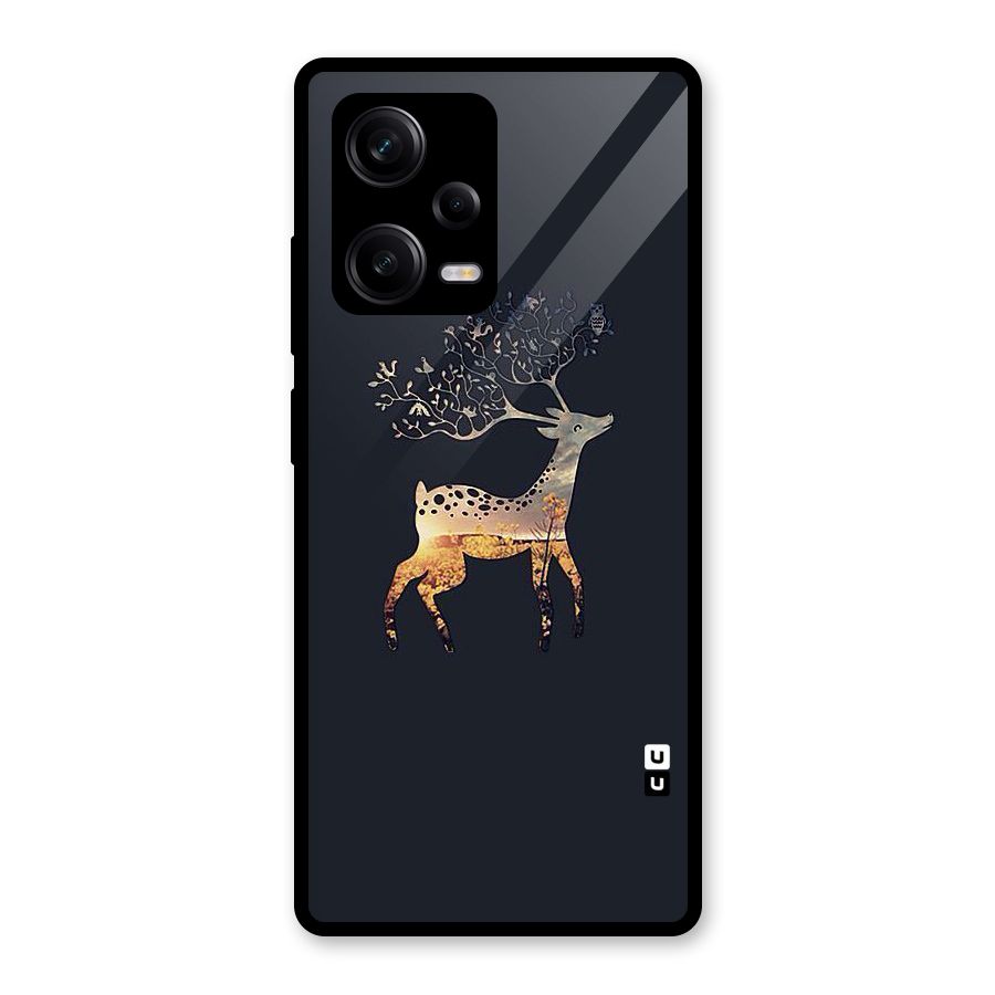 Black Deer Glass Back Case for Redmi Note 12 Pro