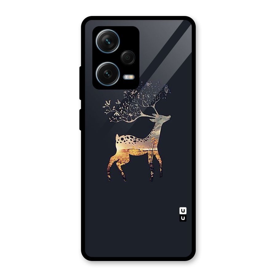 Black Deer Glass Back Case for Redmi Note 12 Pro Plus 5G