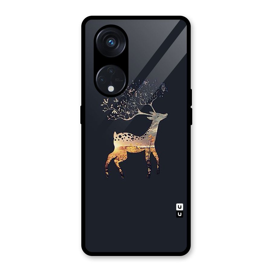 Black Deer Glass Back Case for Reno8 T 5G