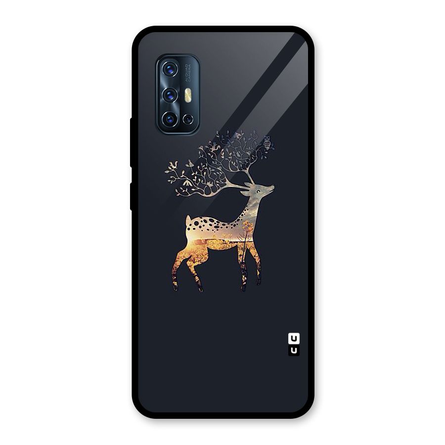 Black Deer Glass Back Case for Vivo V17