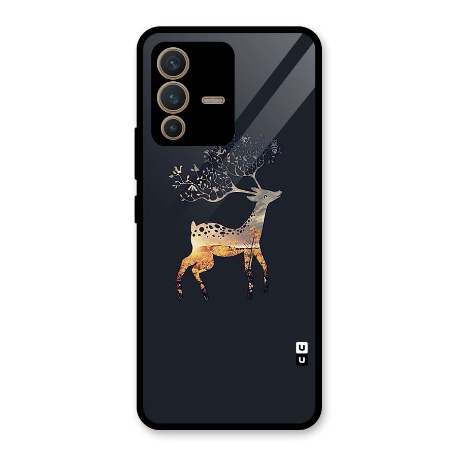 Black Deer Glass Back Case for Vivo V23 5G