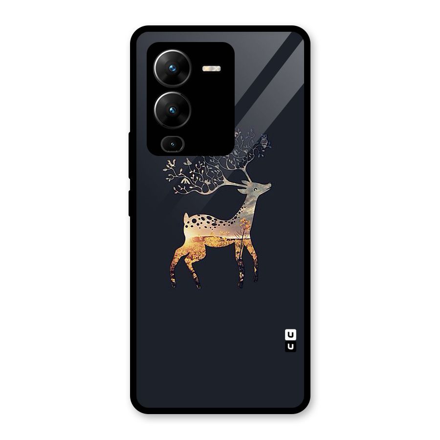 Black Deer Glass Back Case for Vivo V25 Pro