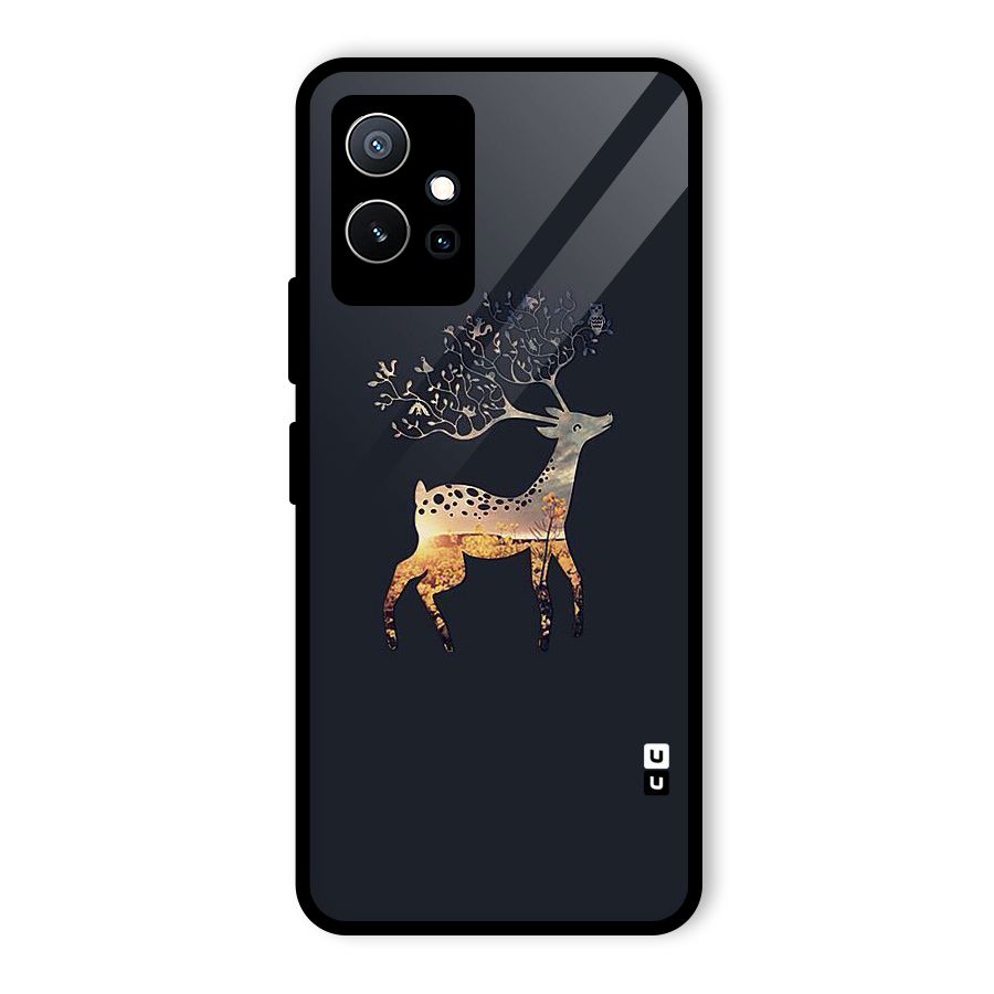 Black Deer Glass Back Case for Vivo Y75 5G