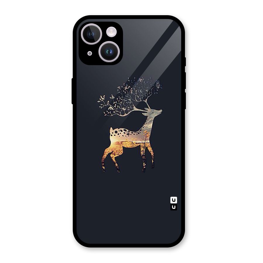 Black Deer Glass Back Case for iPhone 14 Plus