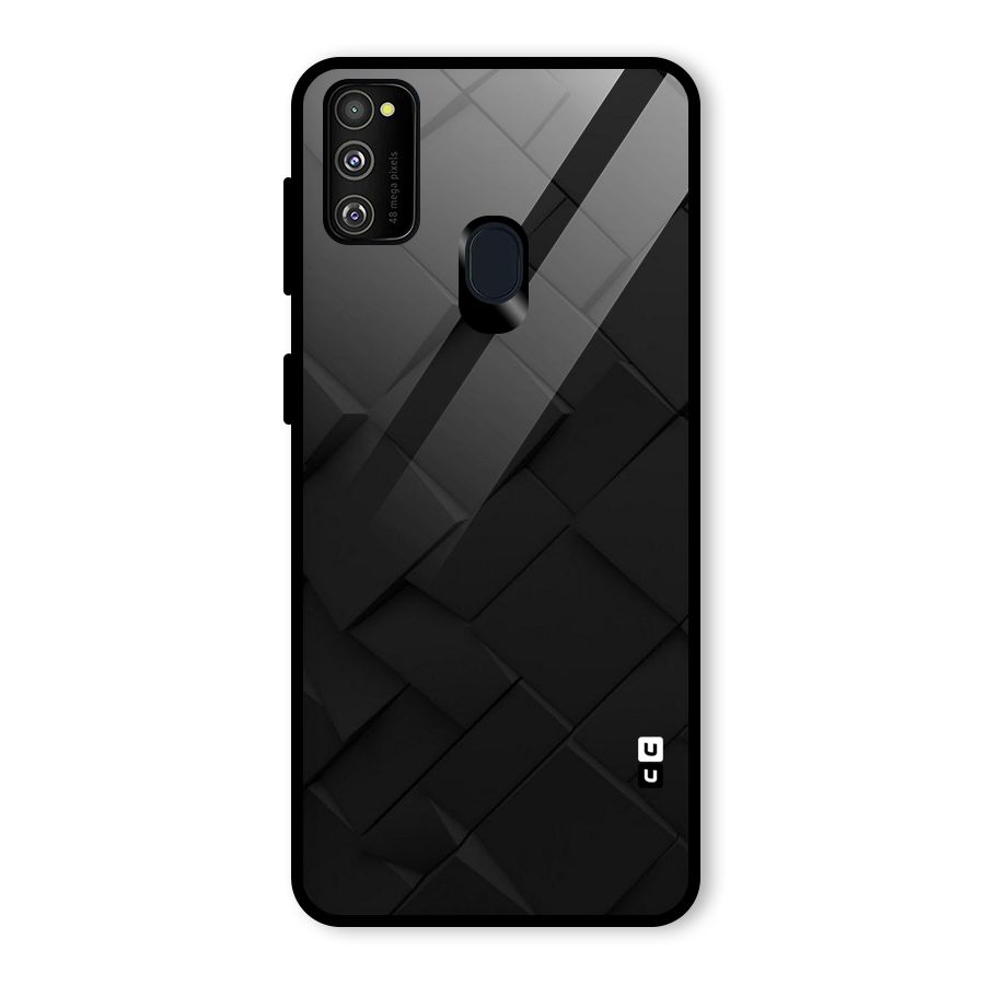 Black Elegant Design Glass Back Case for Galaxy M30s