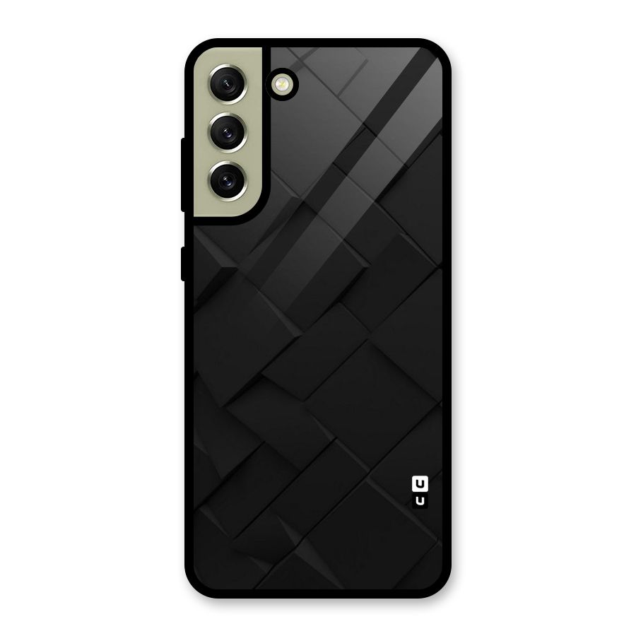 Black Elegant Design Glass Back Case for Galaxy S21 FE 5G