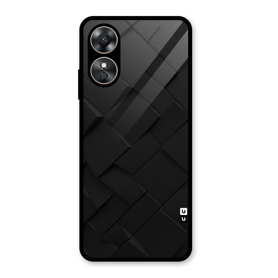 Black Elegant Design Glass Back Case for Oppo A17