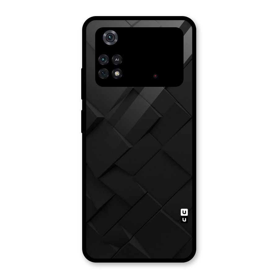 Black Elegant Design Glass Back Case for Poco M4 Pro 4G