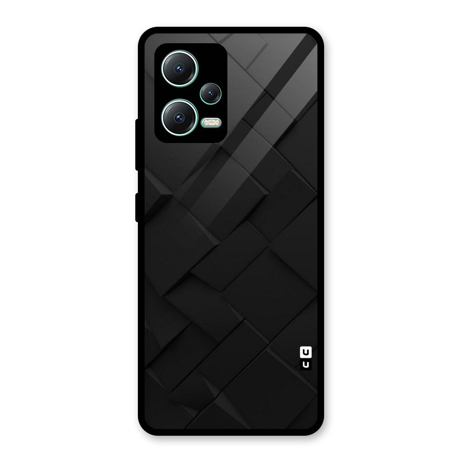 Black Elegant Design Glass Back Case for Redmi Note 12 5G