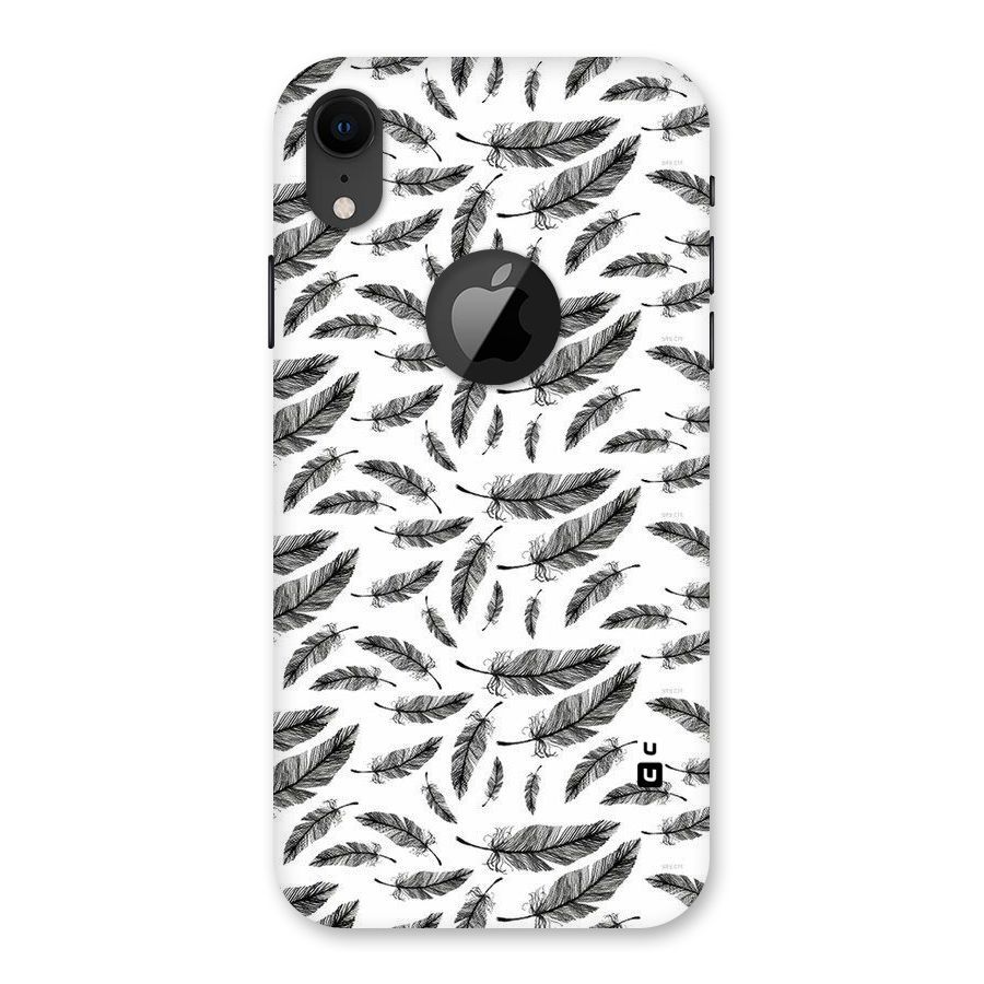 Black Feather Back Case for iPhone XR Logo Cut