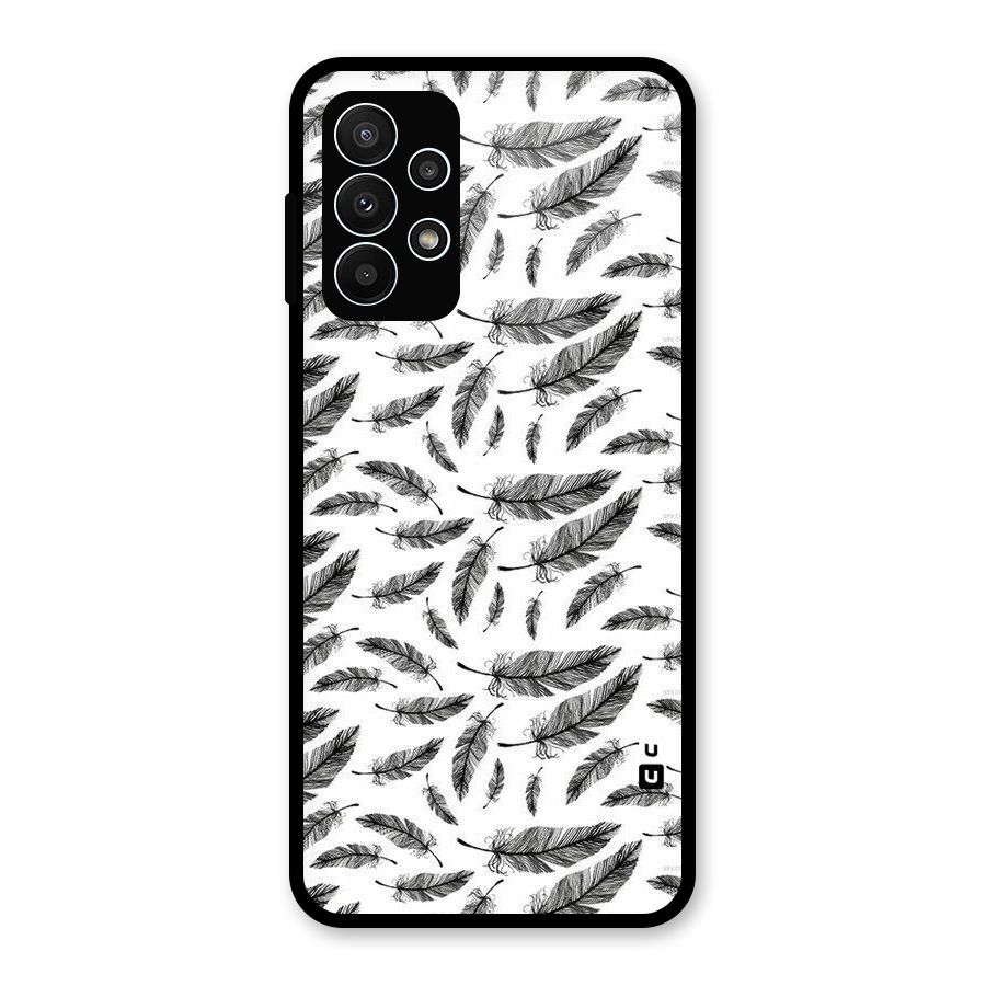 Black Feather Glass Back Case for Galaxy A23