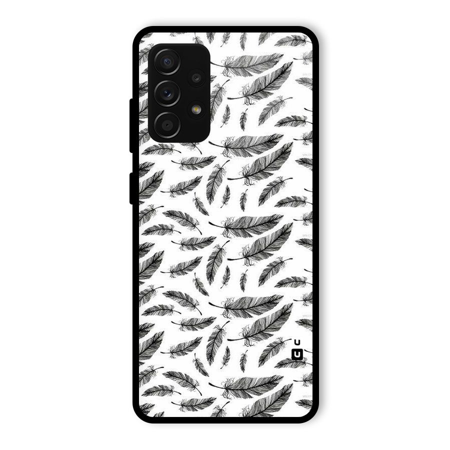 Black Feather Glass Back Case for Galaxy A53 5G
