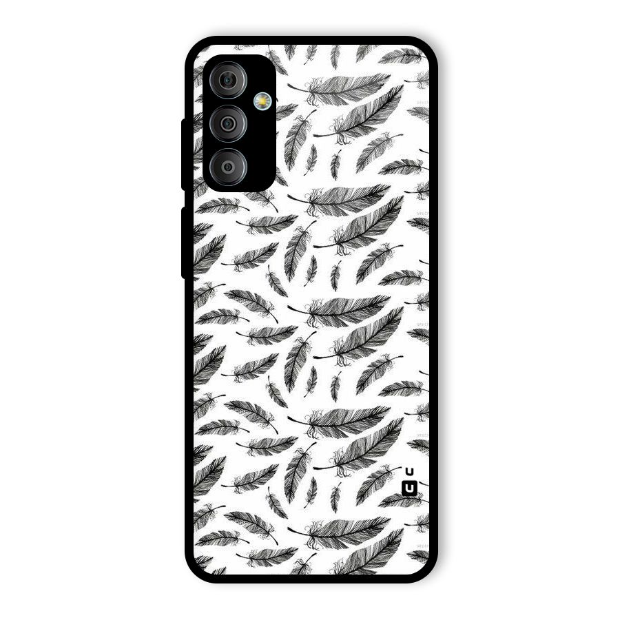Black Feather Glass Back Case for Galaxy F23
