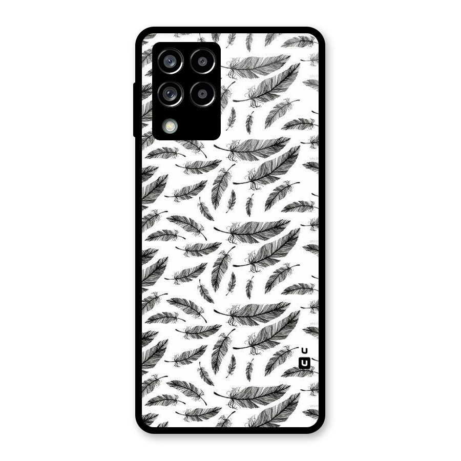 Black Feather Glass Back Case for Galaxy M53 5G